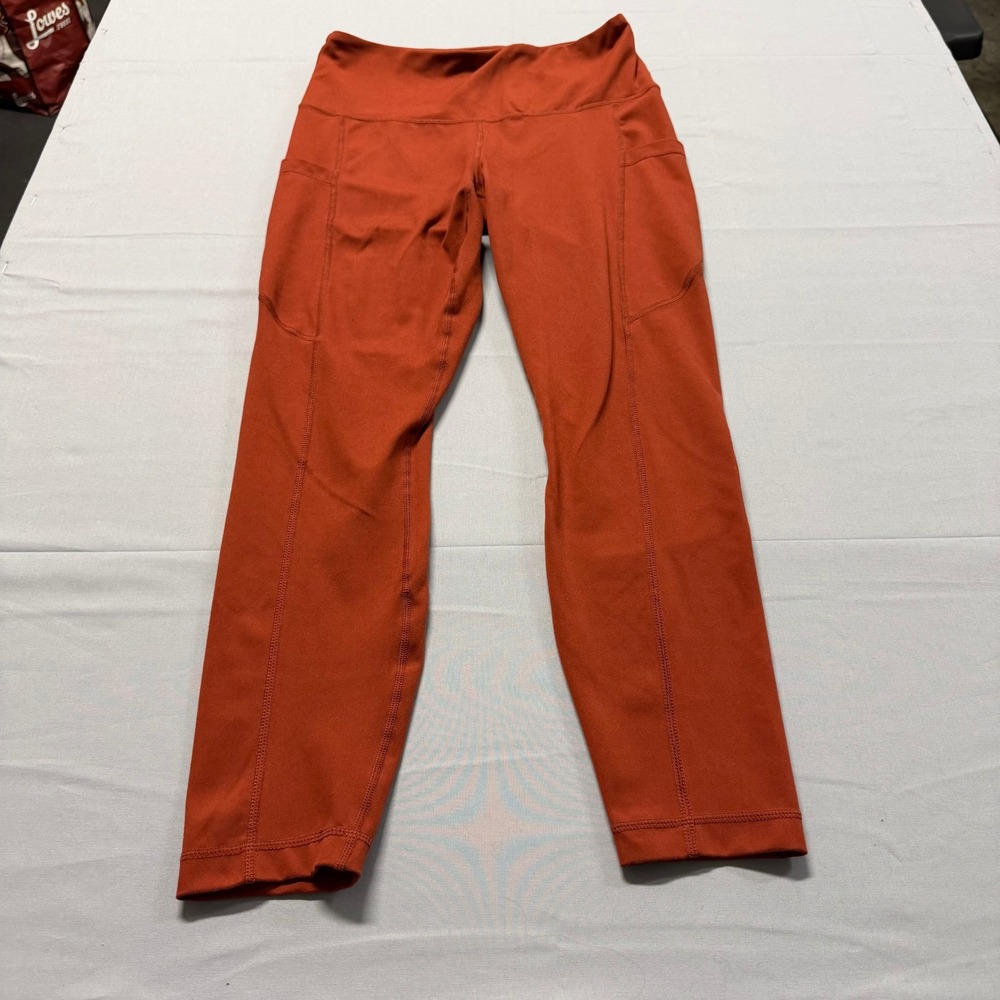 Yogalicious Lux Womens High Rise Pocket Leggings Burnt Orange Rust Medium 7/8